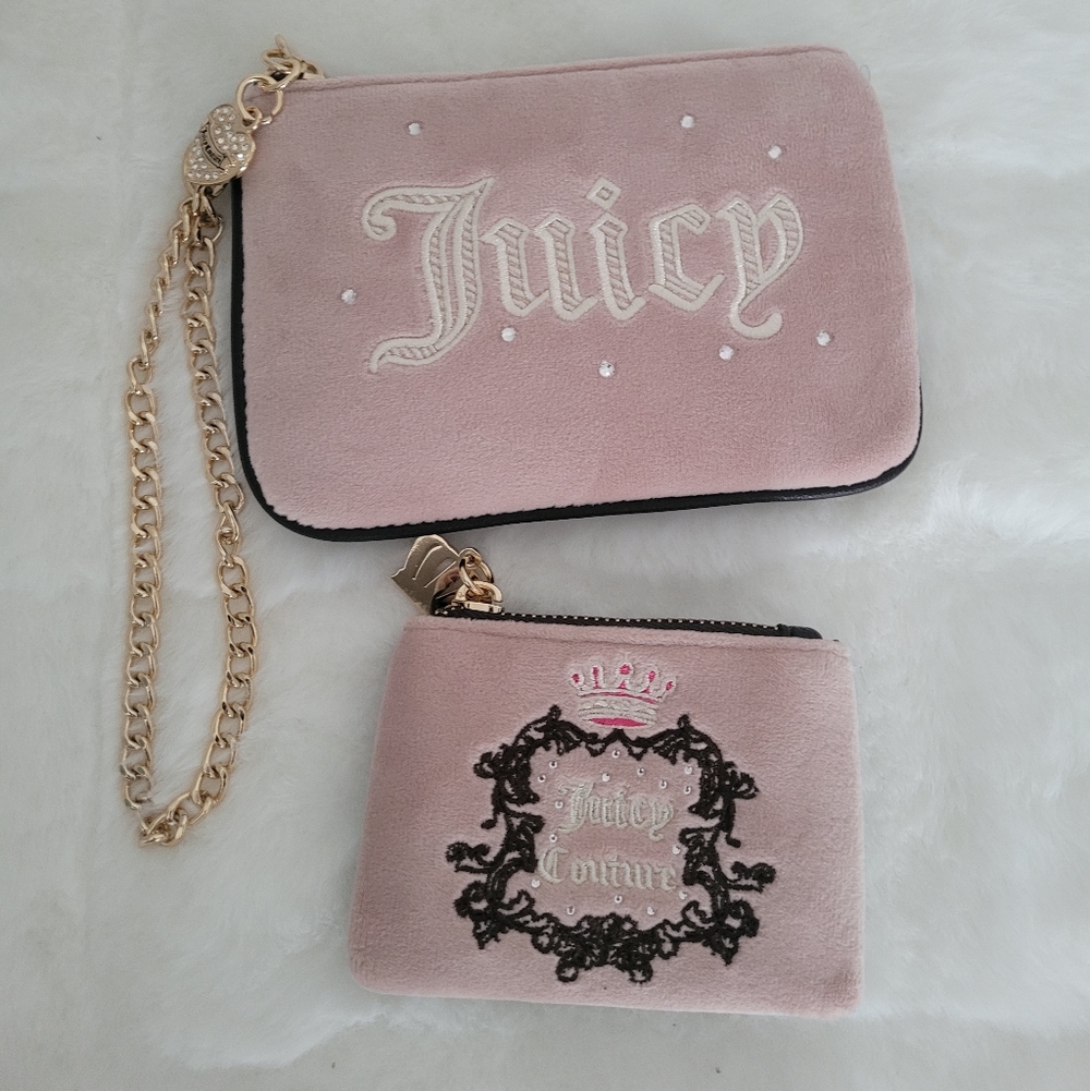 Juicy Couture Pink Wristlet and Coin Purse Set